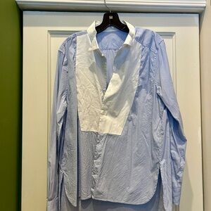 Women’s Blue and White Dress Shirt